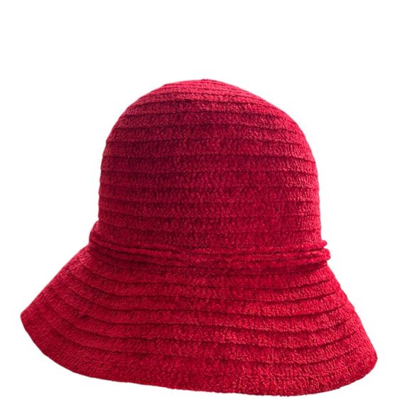 Betmar New York Chenille Hat Red Bucket Style Womens Jewel Logo Holiday X627KO - Picture 4 of 12